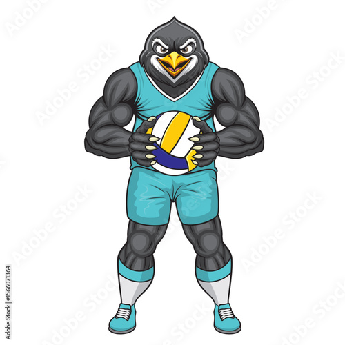 volleyball mascot penguin vector illustration penguin volleyball design