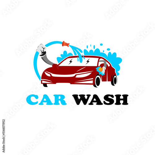 Ilustrasi template desain logo cuci mobil simpel dan elegan.