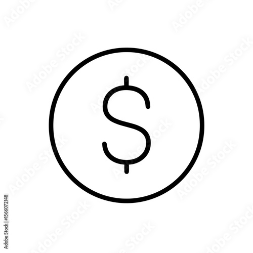 Outline dollar coin icon representing currency and financial value

