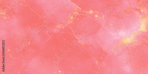 Pink marble texture background with high resolution, Close up of pink marble design for decor, Abstract dusty rose liquid watercolor background with golden crackers.