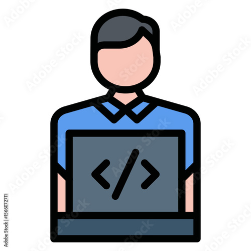Game Developer Male icon vector image. Can be used for Game Development.
