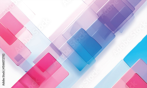 Minimalist Abstract Vector with Transparent Gradient Squares in Pink, Purple, Blue, and Teal