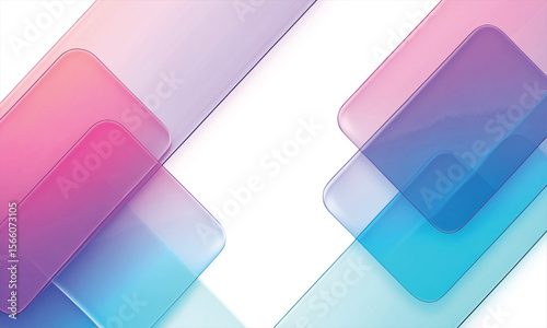 Minimalist Abstract Vector with Transparent Gradient Squares in Pink, Purple, Blue, and Teal