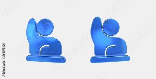 person raised hand 3D icon on isolate white background