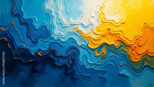 Vibrant abstract acrylic painting featuring a mesmerizing marble background
