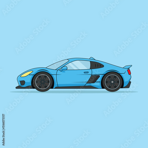 Sport Car Racing Cartoon Vector Icon Illustration. Transportation Object Icon Concept Isolated Premium Vector. Flat Cartoon Style