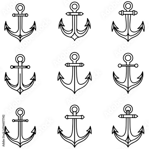 A versatile set of anchor logos, perfect for a seafood restaurant, a sailing club, or a beachside resort