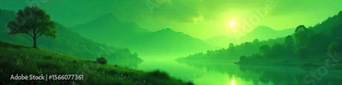 Serene Emerald Landscape Peaceful Nature Scene for Meditation and Mindfulness
