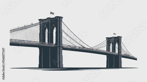 Brooklyn Bridge vector with a stylized NYCs famous bridge; ideal for travel websites, city guides, posters, and print materials.