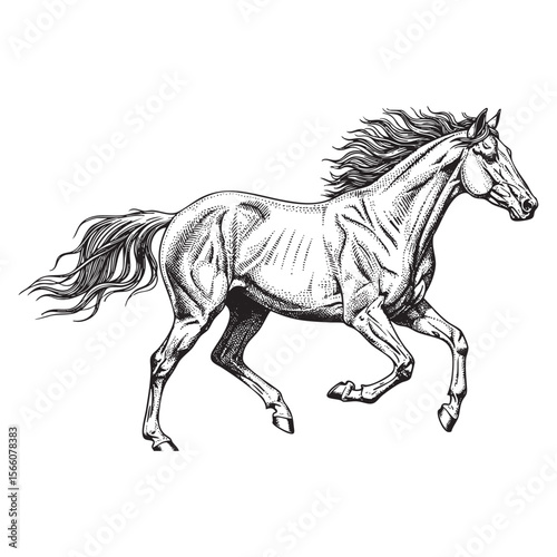 Horse Vector Engraving Illustration