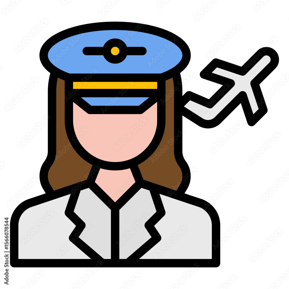Obraz premium Female Pilot icon vector image. Can be used for Airline.