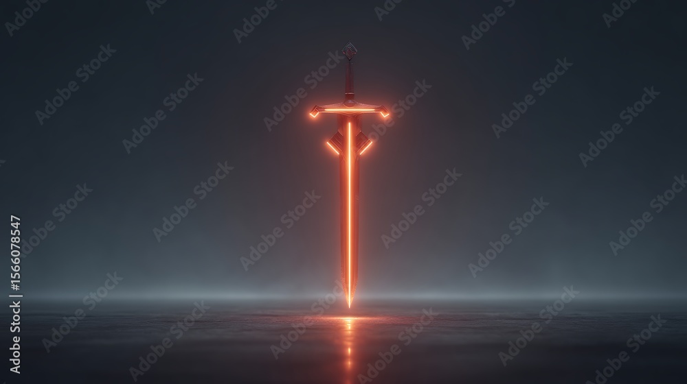 Fototapeta premium Illuminated Sword with Fire