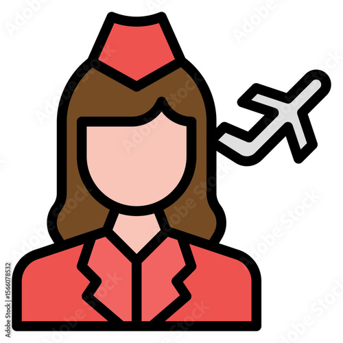 Female Flight Attendant icon vector image. Can be used for Airline.