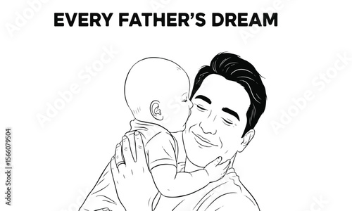 Every father's dream illustration on white background