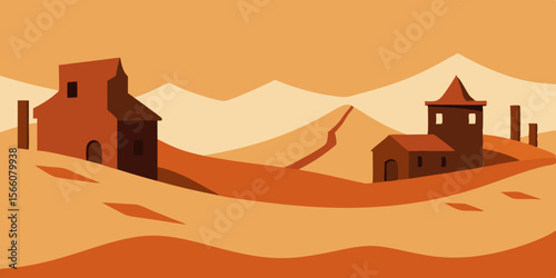 Ghost Town Overtaken By Nature And Crumbling Structures