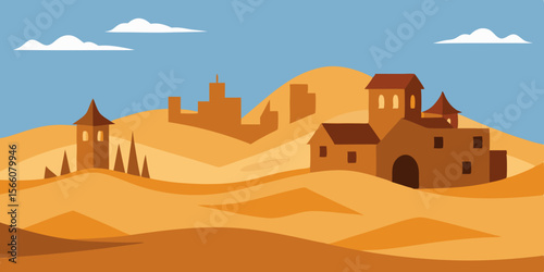 Ghost Town Overtaken By Sand Dunes And Decayed Buildings