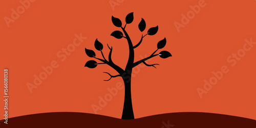 Tree With Black Leaves In Middle Of Lifeless Wasteland