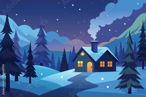 winter landscape with houses
