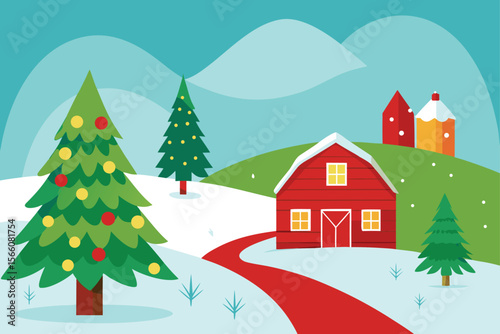 winter landscape with houses
