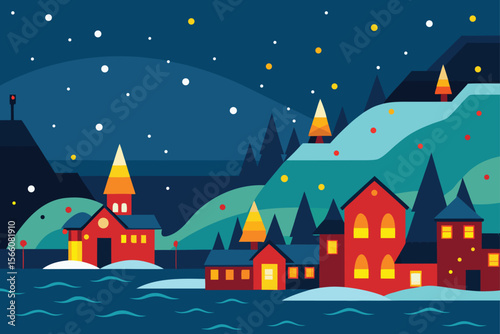winter landscape with houses