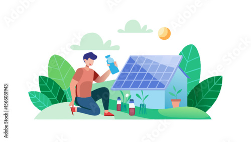 Solar panel installation and maintenance by professional for sustainable energy solutions and clean power generation