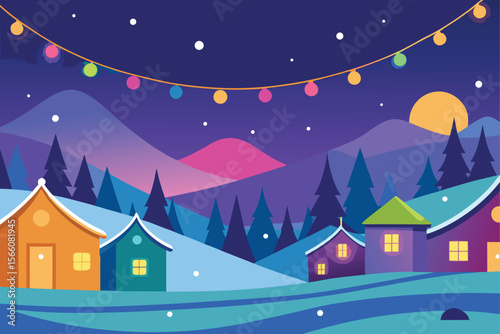 winter landscape with houses