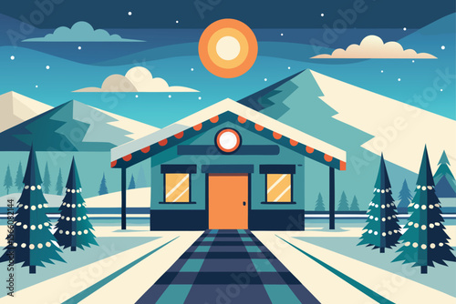winter landscape with christmas tree