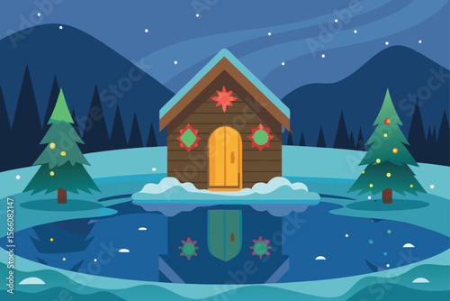 winter landscape with christmas tree