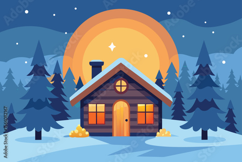 winter landscape with house