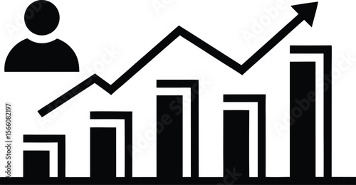 A business graph with arrow and home icon symbolizes growth in the real estate market