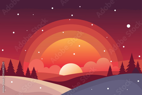 winter night landscape