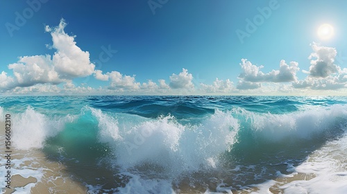Stunning seascape with turquoise water splash