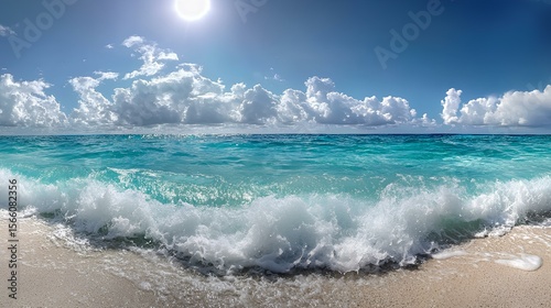 Stunning seascape with turquoise water splash