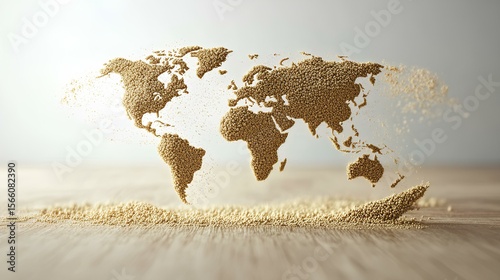 World map made from sand grains on neutral background