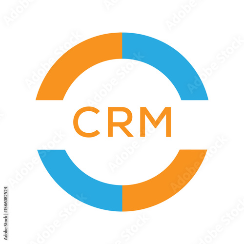 Modern CRM Circular Logo Design – Colorful Blue and Orange Business Branding Symbol. CRM Letter Logo.
