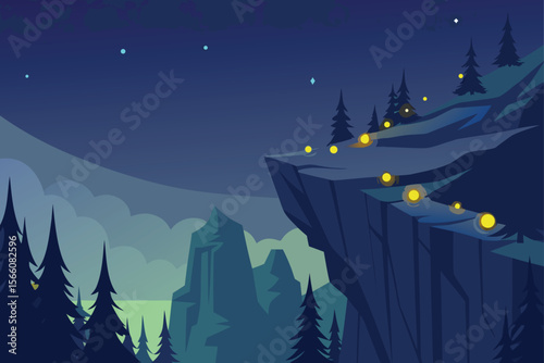 night landscape with moon