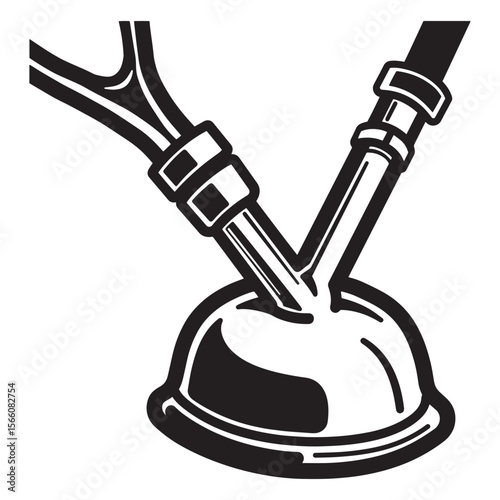 Black and white plunger vector illustration graphic concept for plumbing and repair