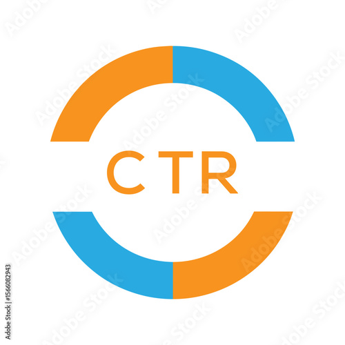 Modern CTR Circular Logo Design – Colorful Blue and Orange Business Branding Symbol. CTR Letter Logo.
