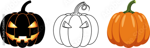 Halloween pumpkin carving ideas and designs for spooky season vector illustrations images