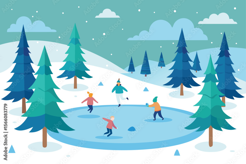 Fototapeta premium winter landscape with trees and snow