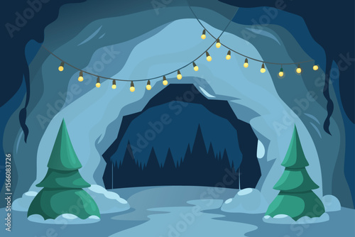 winter landscape with tent