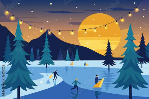 winter landscape with christmas trees