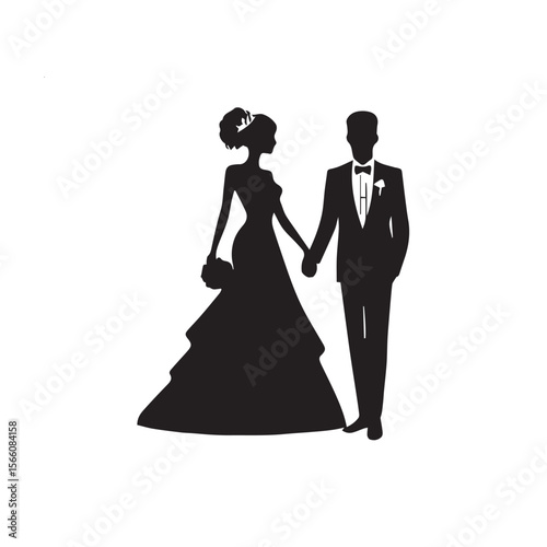 vector silhouette of bride