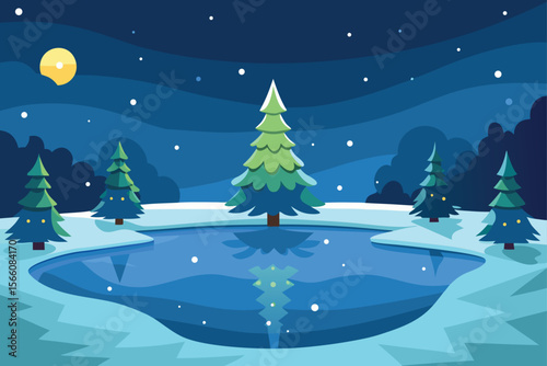 winter landscape with christmas tree