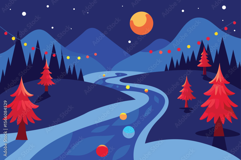 Fototapeta premium winter landscape with christmas tree