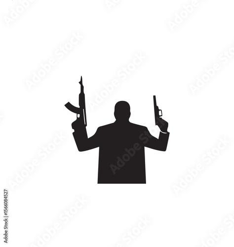 silhouette of a man with gun and rifle