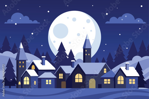 winter landscape with houses