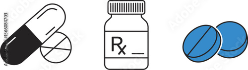 Pharmaceuticals medications prescription drugs antibiotics pills capsules medical healthcare concept
