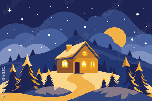 winter landscape with house