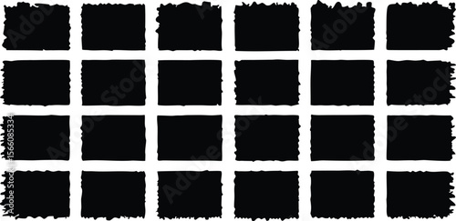 Set of grunge black ink and paint splashes for a vintage frame border design illustration